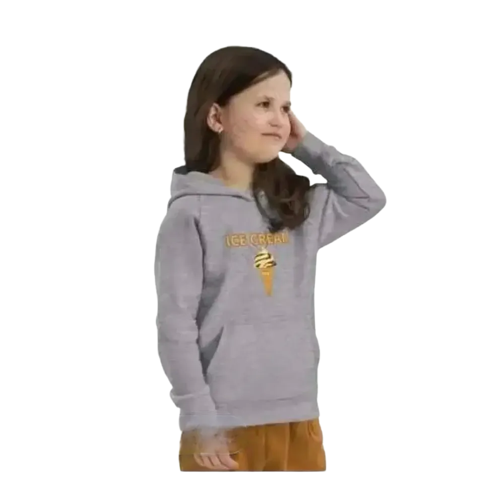 Kinder Hoodie aus Baumwolle mit Eiskrem-Grafik, Unisex Kapuzenpullover für Mädchen und Jungen, 4-12 Jahre, bequem und modisch