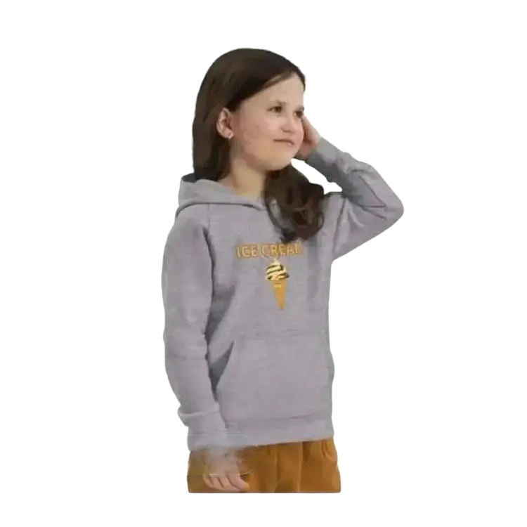 Kinder Hoodie aus Baumwolle mit Eiskrem-Grafik, Unisex Kapuzenpullover für Mädchen und Jungen, 4-12 Jahre, bequem und modisch