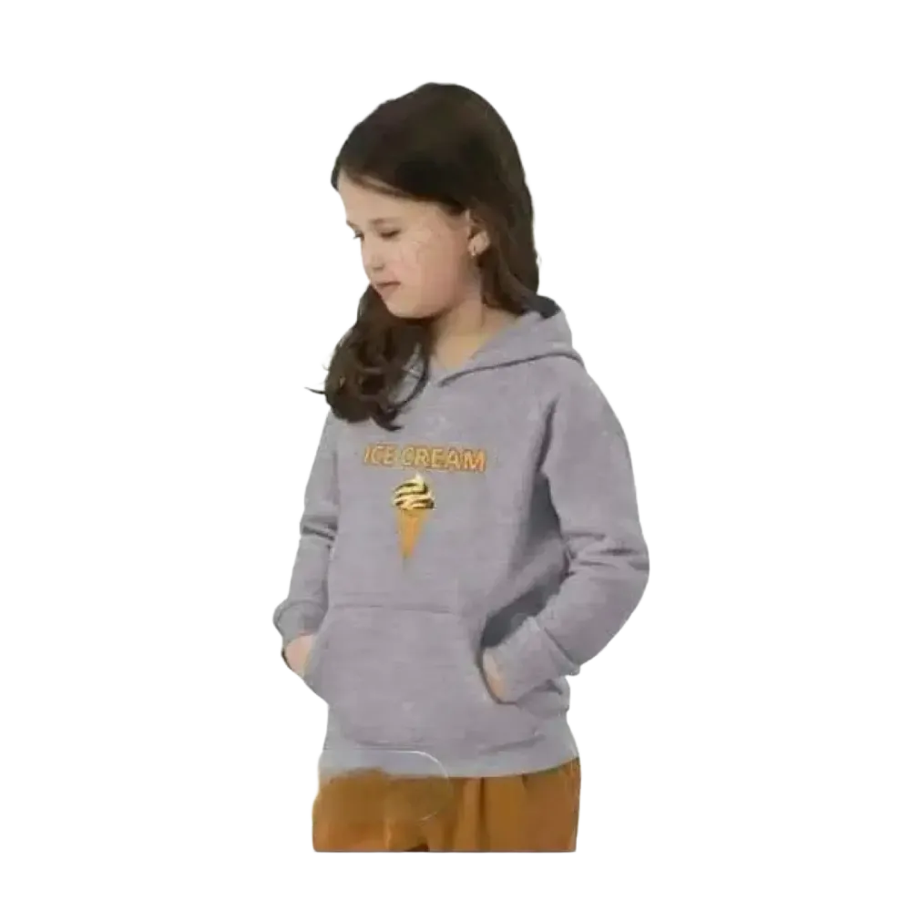 Kinder Hoodie aus Baumwolle mit Eiskrem-Grafik, Unisex Kapuzenpullover für Jungen und Mädchen im Alter von 4 bis 12 Jahren.