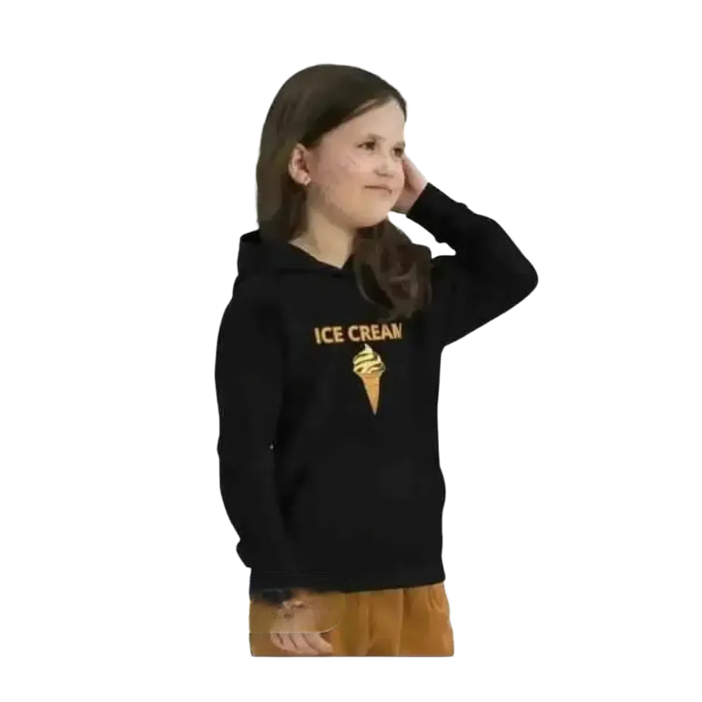 Kinder Hoodie aus Baumwolle mit Eiskrem-Design, unisex Kapuzenpullover für Jungen und Mädchen 4-12 Jahre, bequem und modisch.