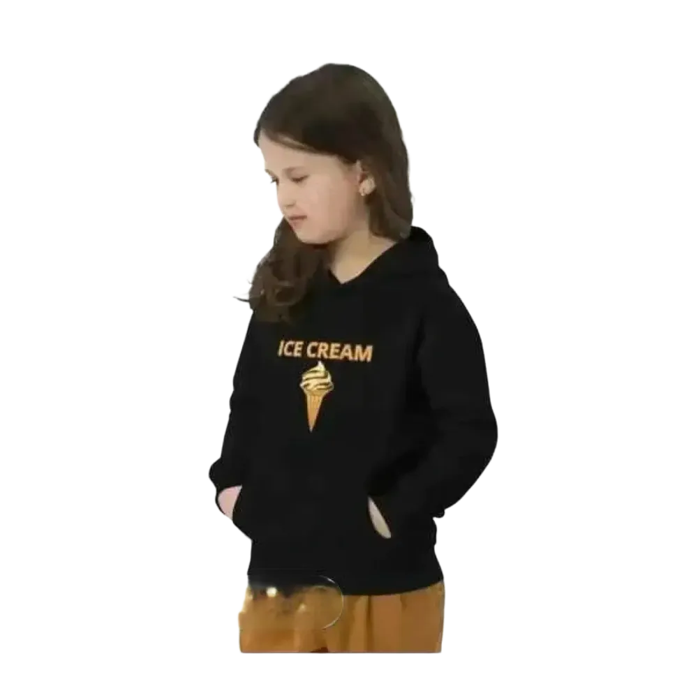 Kinder Hoodie aus Baumwolle, unisex, mit Eiskrem-Grafik, für Mädchen und Jungen 4-12 Jahre, bequemer Kapuzenpullover.