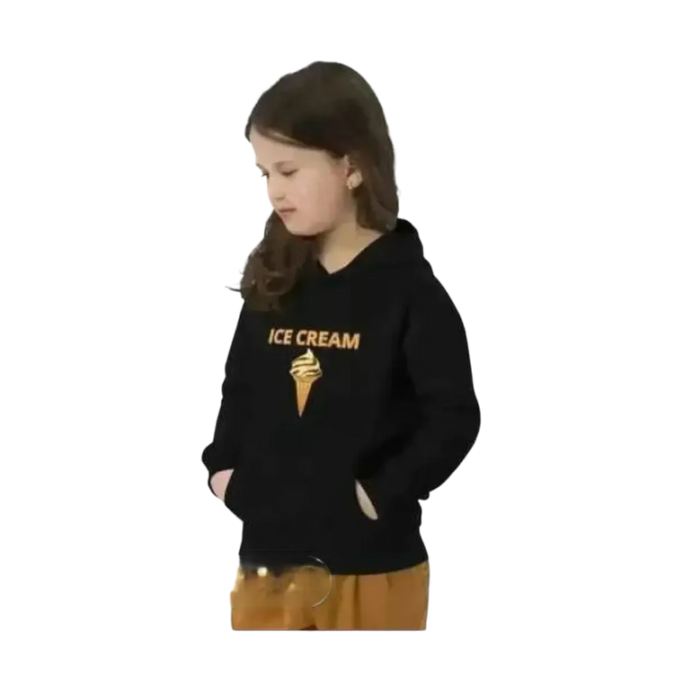 Kinder Hoodie aus Baumwolle, unisex, mit Eiskrem-Grafik, für Mädchen und Jungen 4-12 Jahre, bequemer Kapuzenpullover.