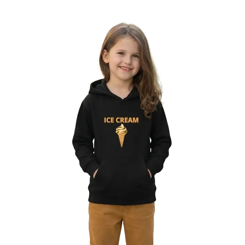 Kinder Hoodie mit Eiskrem-Grafik, Unisex Kapuzenpullover aus Baumwolle für Kinder 4-12 Jahre, bequemer Kinderpullover von BUYATHOME24.