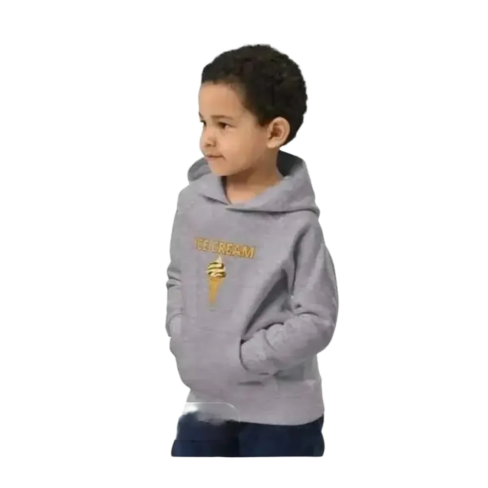 Unisex Kinder Hoodie mit Eismotiv aus Baumwolle, Doppel lagig, für Jungen und Mädchen, 4-12 Jahre, bequemer Grafik Pullover
