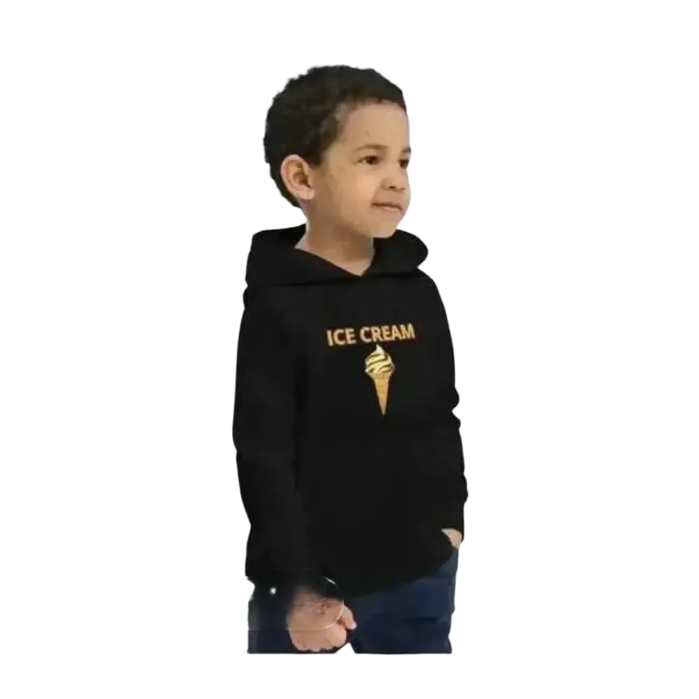Jungen-Kapuzenpullover aus Baumwolle mit Ice Cream Motiv für Kinder von 4 bis 12 Jahre, Unisex Hoodie, doppellagig.