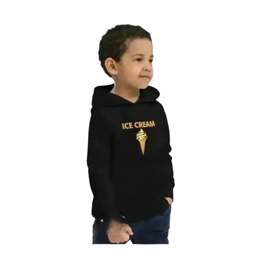 Jungen-Kapuzenpullover aus Baumwolle mit Ice Cream Motiv für Kinder von 4 bis 12 Jahre, Unisex Hoodie, doppellagig.