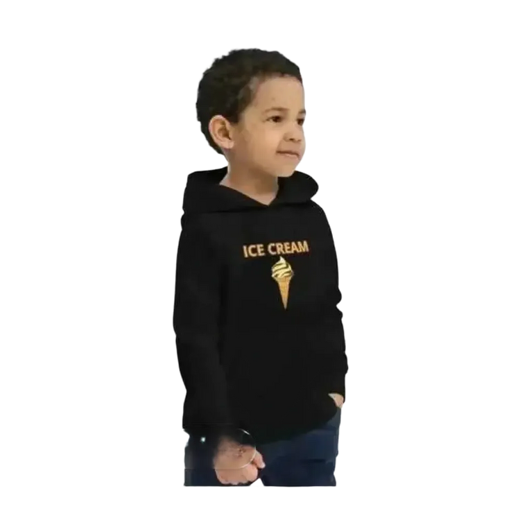 Jungen-Kapuzenpullover aus Baumwolle mit Ice Cream Motiv für Kinder von 4 bis 12 Jahre, Unisex Hoodie, doppellagig.