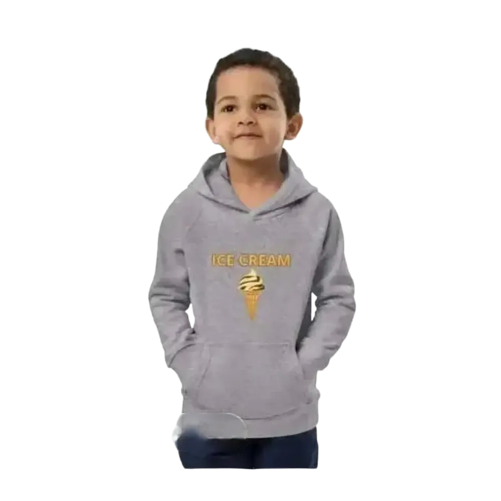 Unisex Kinder Hoodie mit Eistomotiv, Baumwolle, für Jungen und Mädchen, 4-12 Jahre, doppellagig, bequemer Pullover