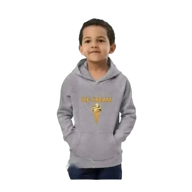 Unisex Kinder Hoodie mit Eistomotiv, Baumwolle, für Jungen und Mädchen, 4-12 Jahre, doppellagig, bequemer Pullover