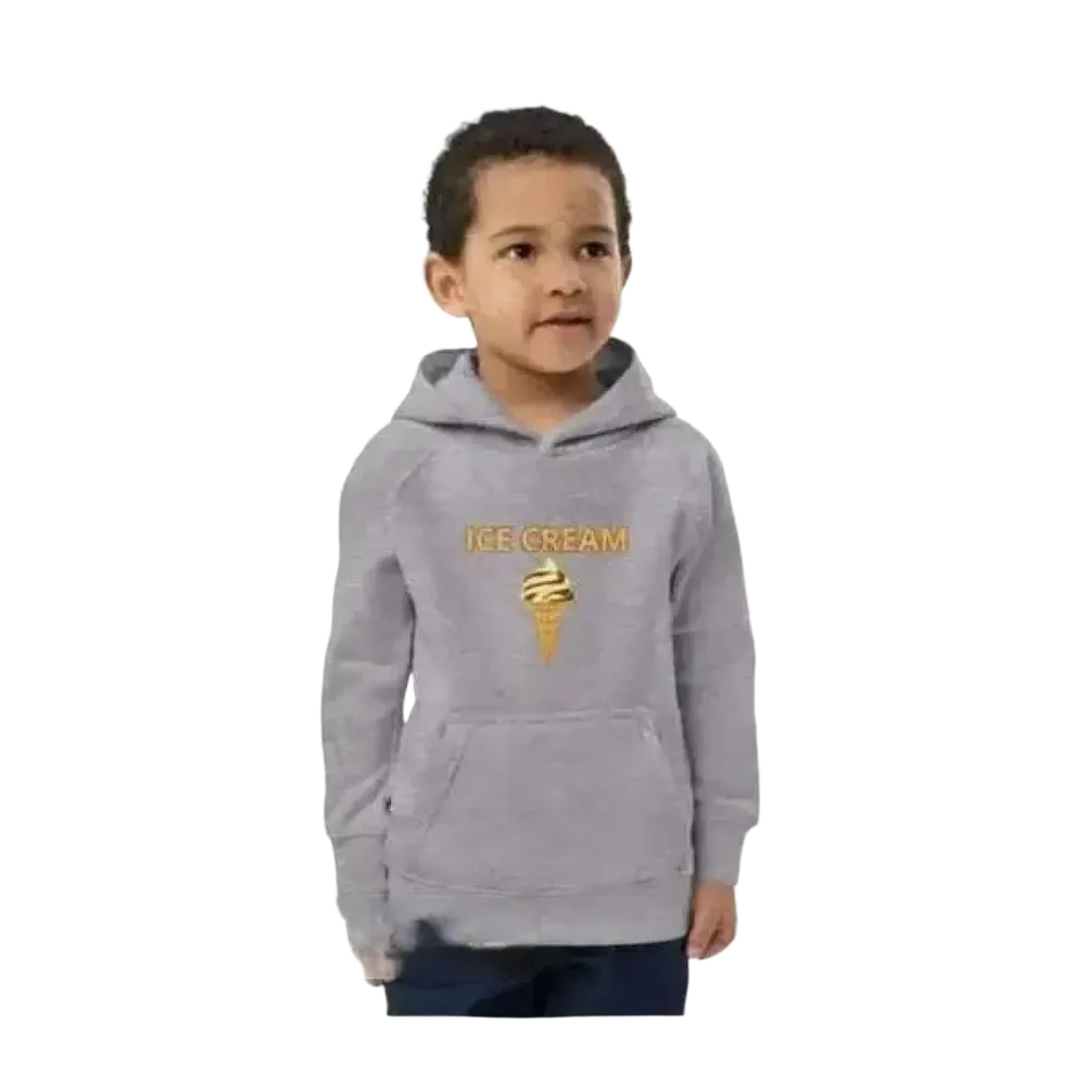Unisex Kinder Hoodie mit Eiskrem-Motiv, Baumwolle, für Jungen und Mädchen, 4-12 Jahre, doppellagig, bequemer Pullover