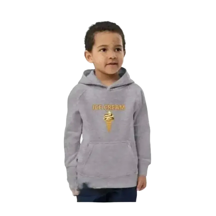 Unisex Kinder Hoodie mit Eiskrem-Motiv, Baumwolle, für Jungen und Mädchen, 4-12 Jahre, doppellagig, bequemer Pullover
