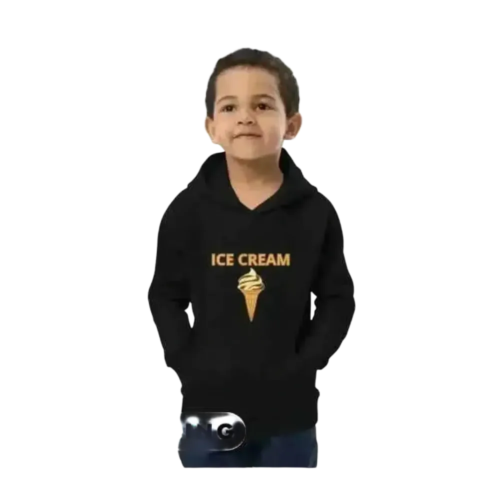 Unisex Kinder Hoodie mit Eiskrem-Motiv, doppellagig, Baumwolle, für Jungen und Mädchen, Größe 4-12 Jahre