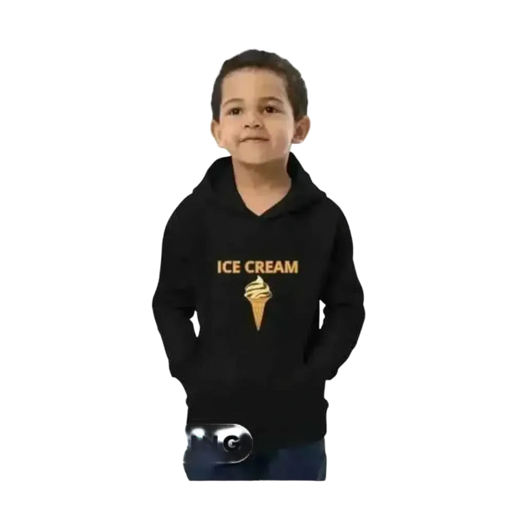 Unisex Kinder Hoodie mit Eiskrem-Motiv, doppellagig, Baumwolle, für Jungen und Mädchen, Größe 4-12 Jahre
