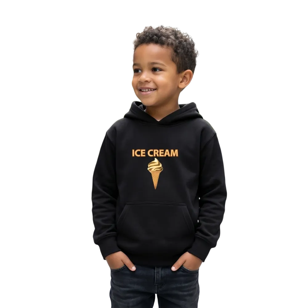 Unisex Kinder Hoodie mit Eistorte Motiv, doppellagiger Kapuzenpullover für Kinder 4-12 Jahre, grafikreiches Design