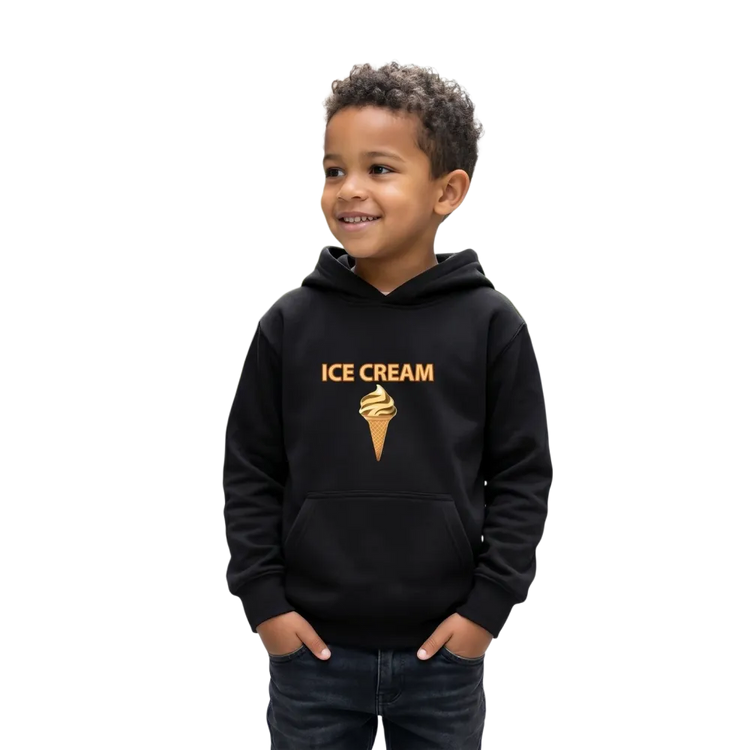 Unisex Kinder Hoodie mit Eistorte Motiv, doppellagiger Kapuzenpullover für Kinder 4-12 Jahre, grafikreiches Design