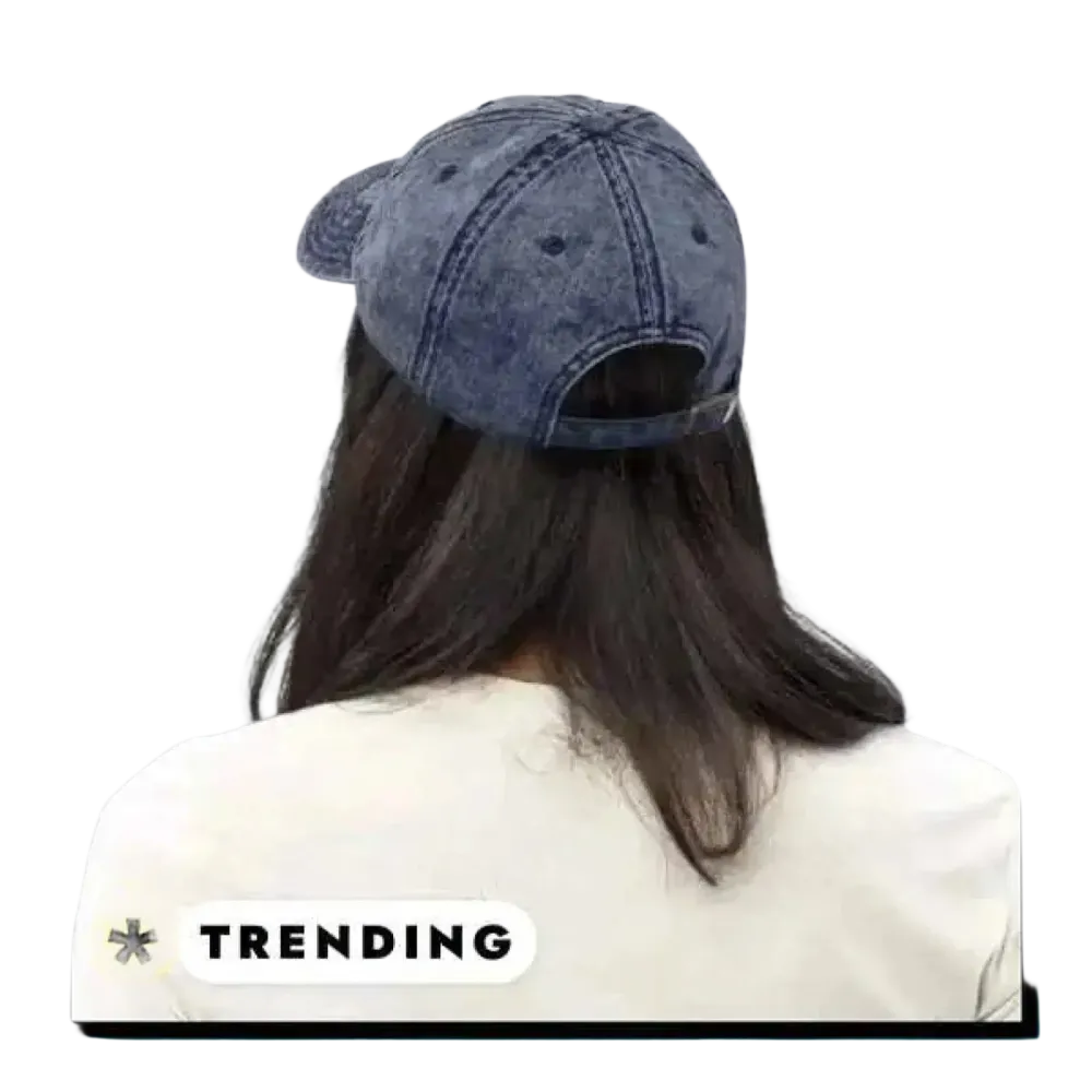 Vintage Jeans Baseball Cap aus Baumwolle mit verstellbarem Umfang, stilvoller Look für Damen, 47-59 cm.