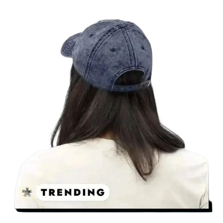 Vintage Jeans Baseball Cap aus Baumwolle mit verstellbarem Umfang, stilvoller Look für Damen, 47-59 cm.