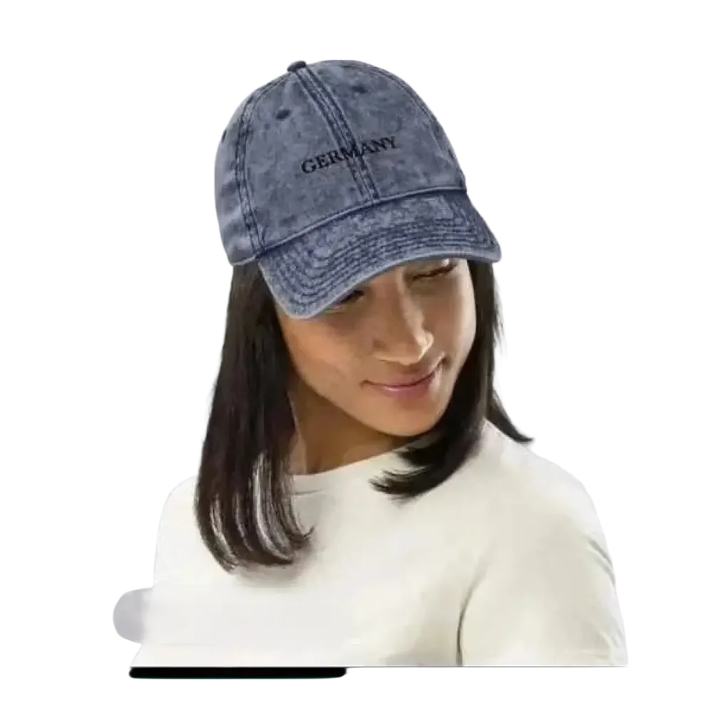 Damen-Jeans-Baseball-Cap aus Baumwolle, vintage Stil, verstellbar 47-59 cm, navyfarben, modischer Look