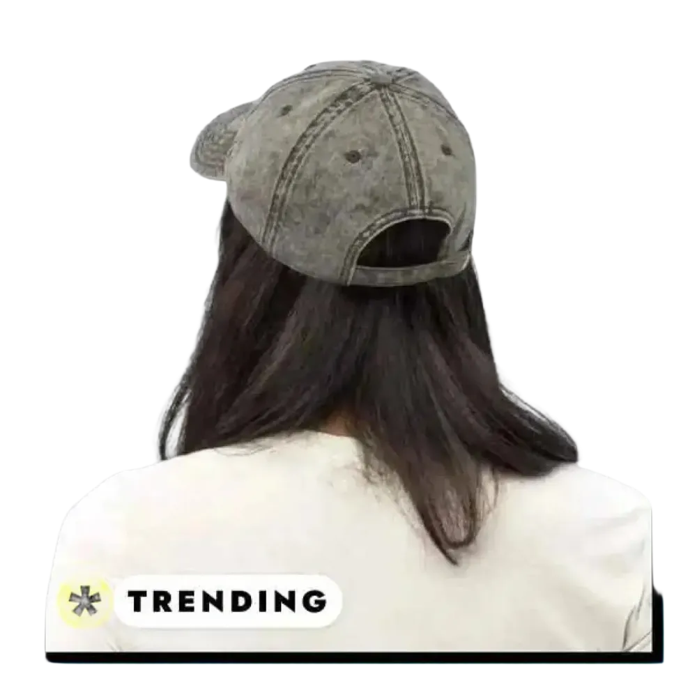 Damen Vintage-Baseballcap aus Baumwolle mit verstellbarem Umfang, stilvoller Look, Größe 47-59 cm