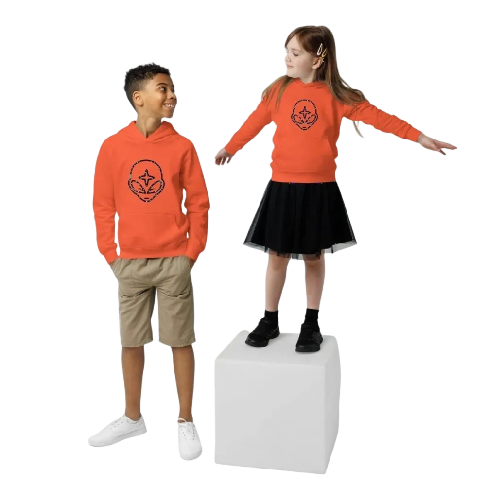 Kinder Hoodie mit Alien Grafik von BUYATHOME24, unisex Kinderhoodie aus 100% Baumwolle, doppelte Kapuze, für 4-12 Jahre