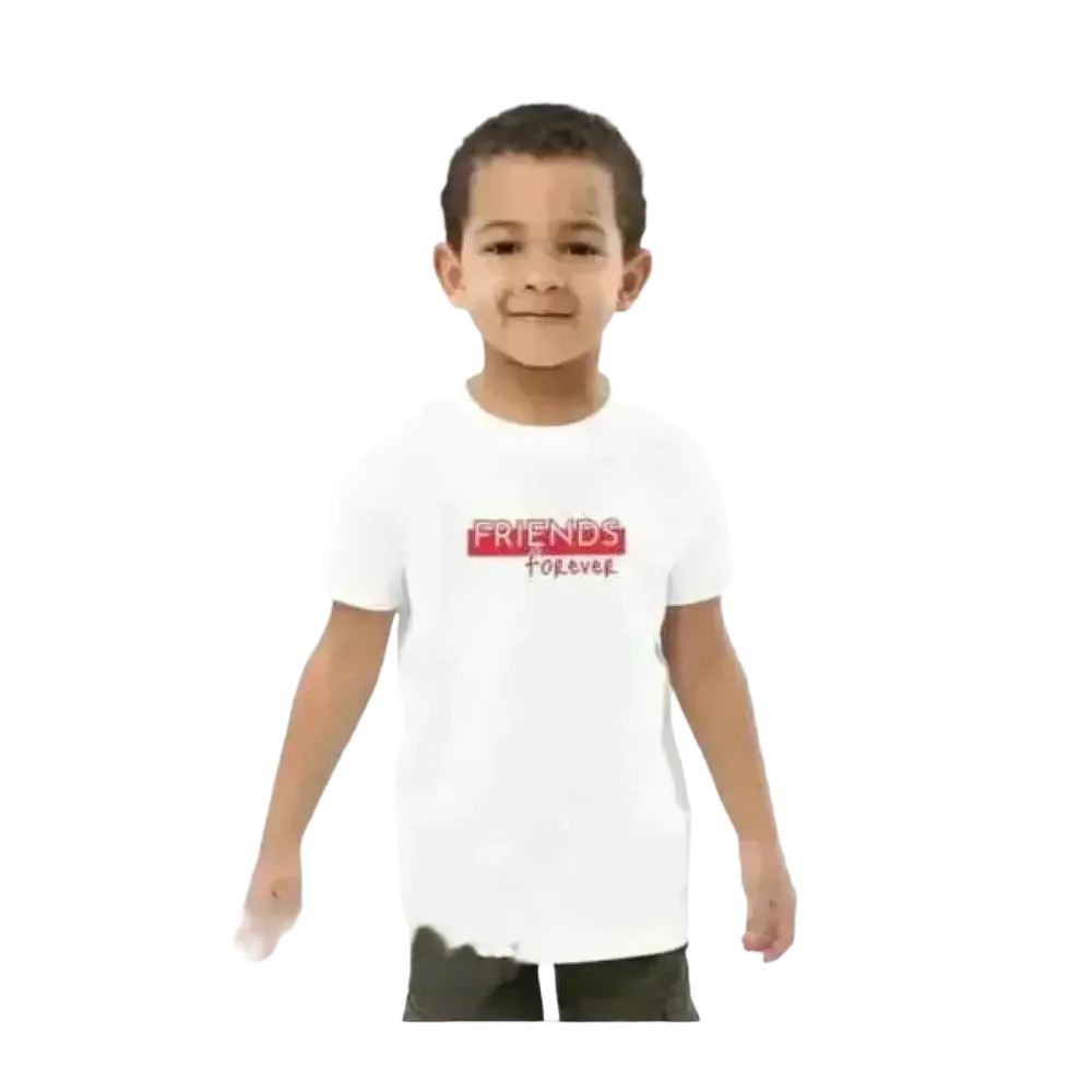 Weißes Jungen- und Mädchen-Rundhalsshirt, Kurzarm, Unisex, moderner Grafikdruck, bequem für Kinder 3-14 Jahre von BUYATHOME24