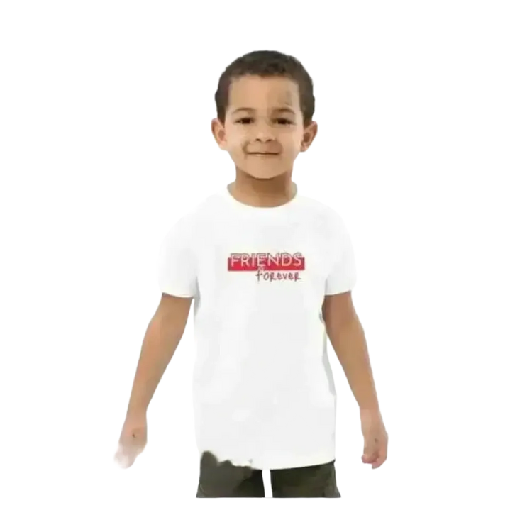 Weißes Jungen- und Mädchen-Rundhalsshirt, Kurzarm, Unisex, moderner Grafikdruck, bequem für Kinder 3-14 Jahre von BUYATHOME24