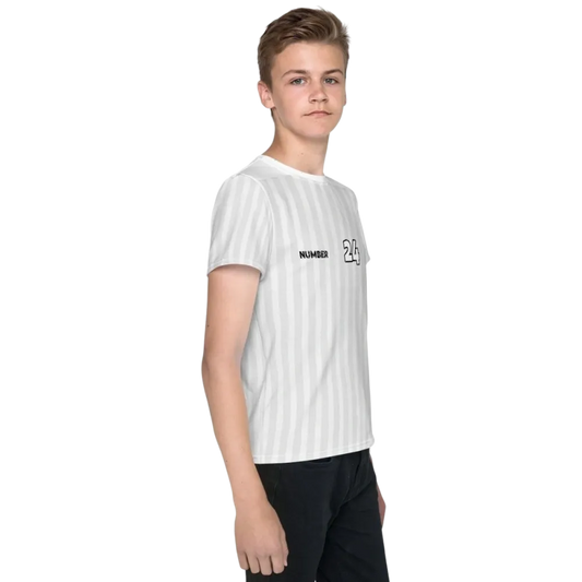 Unisex Kinder-Sportshirt von BUYATHOME24, gestreift, atmungsaktiv, für Jungen, Fußball T-Shirt, 134-170 cm, bequem und sportlich