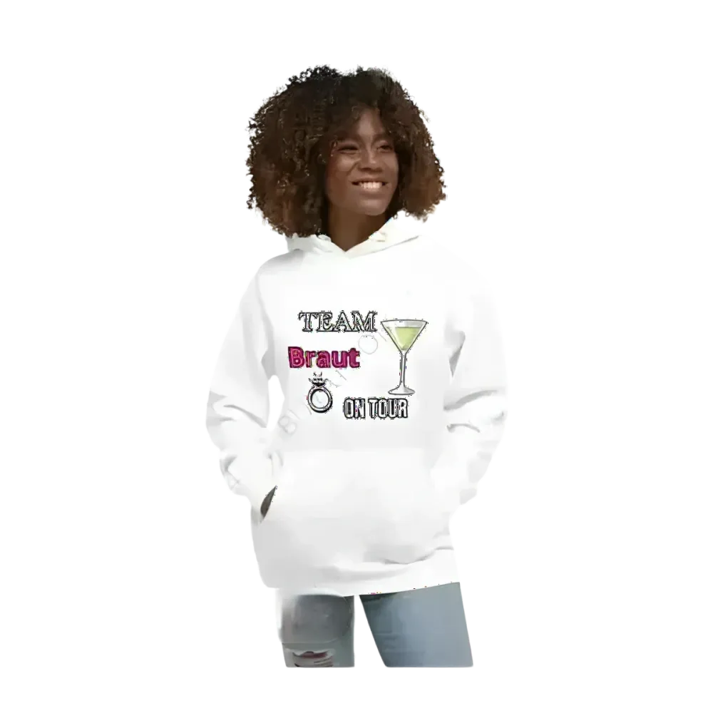 Grafik Damen Hoodie für Junggesellinnenabschied, in S bis 3XL, mit lustigem Design, von BUYATHOME24, bequem und stylisch.