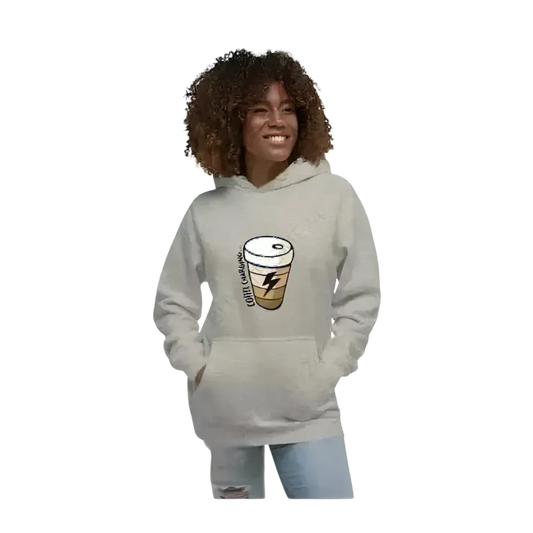 Grafik Damen Hoodie mit Kaffee-Spruch, Kapuzenpullover von BUYATHOME24 in Größen S bis 3XL, bequem und stylisch für Damen.