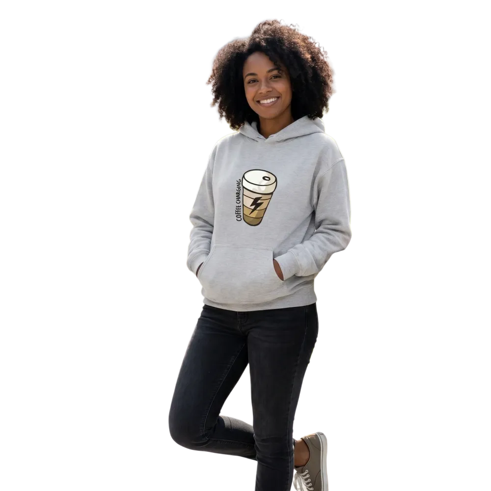 Grafik Damen Hoodie mit Kaffee Spruch, Kapuzenpullover für Damen, BUYATHOME24, in Größen S bis 3XL, weiche Baumwolle.