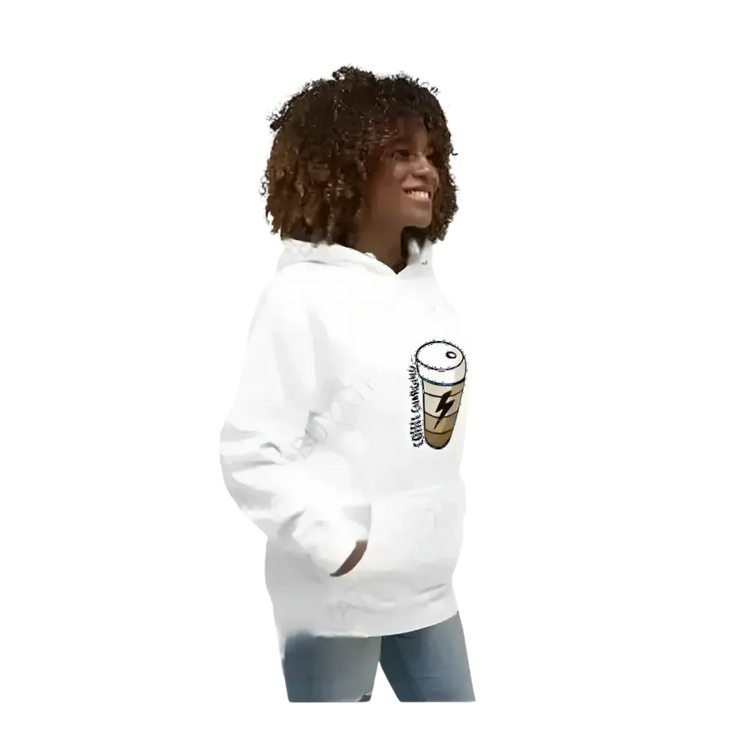 Gemusterter Damen-Hoodie mit Kaffee-Spruch, Baumwolle, in den Größen S bis 3XL, von BUYATHOME24.
