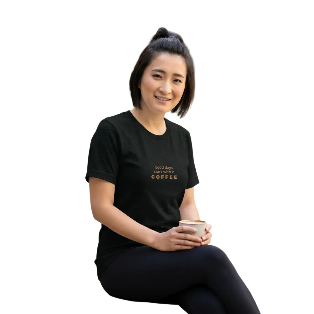 Damen T-Shirt mit Kaffee Spruch Grafik, Basic Shirt, kurzärmelig, in verschiedenen Größen, für Damen, schlichte Alltagsmode