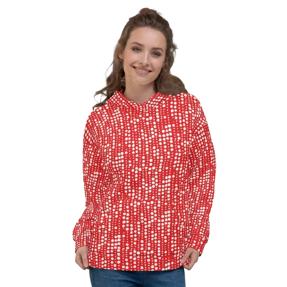 Damen Hoodie mit Allover-Print von BUYATHOME24, Unisex Kapuzenpullover in XS-3XL, zeigt bunten Allover-Print auf weichem Stoff.