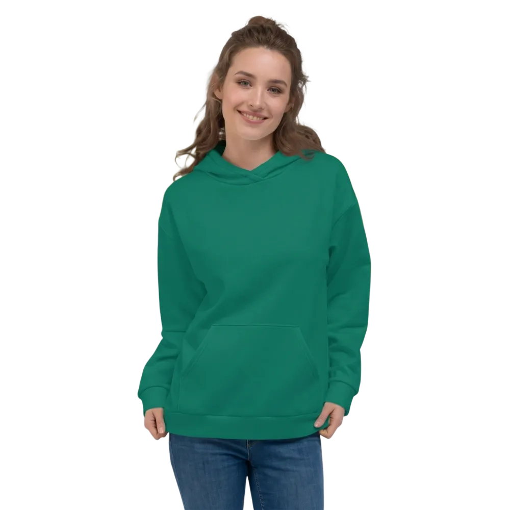 Dunkelgrüner Unisex Hoodie mit Allover-Print, aus weichem Material, in XS bis 3XL, von BUYATHOME24.