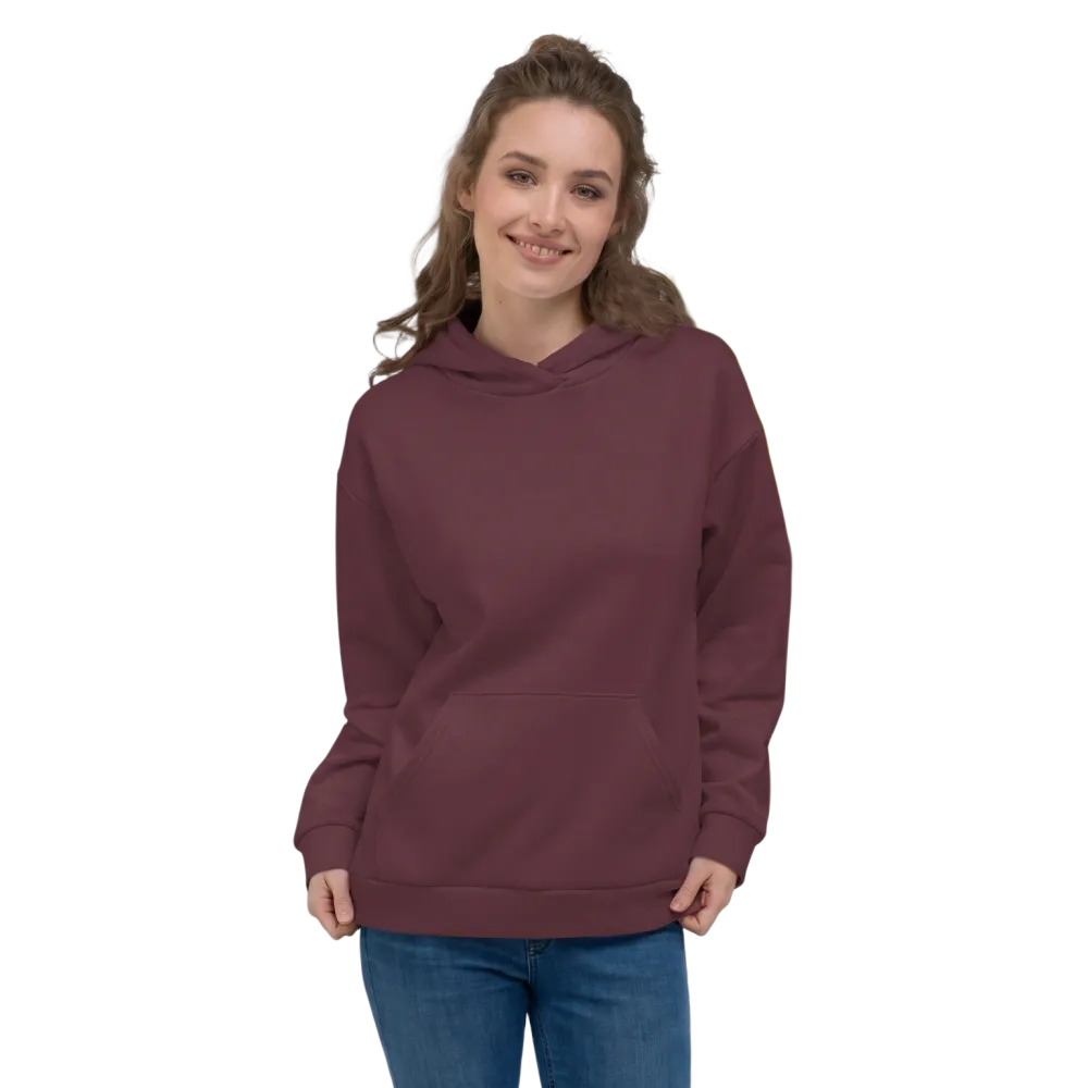 Dunkelroter Unisex Hoodie mit Allover-Print, BUYATHOME24, in XS bis 3XL, mit Kapuzen und langen Ärmeln, bequem und modisch
