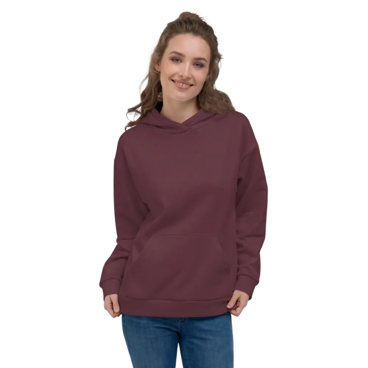 Dunkelroter Unisex Hoodie mit Allover-Print, BUYATHOME24, in XS bis 3XL, mit Kapuzen und langen Ärmeln, bequem und modisch