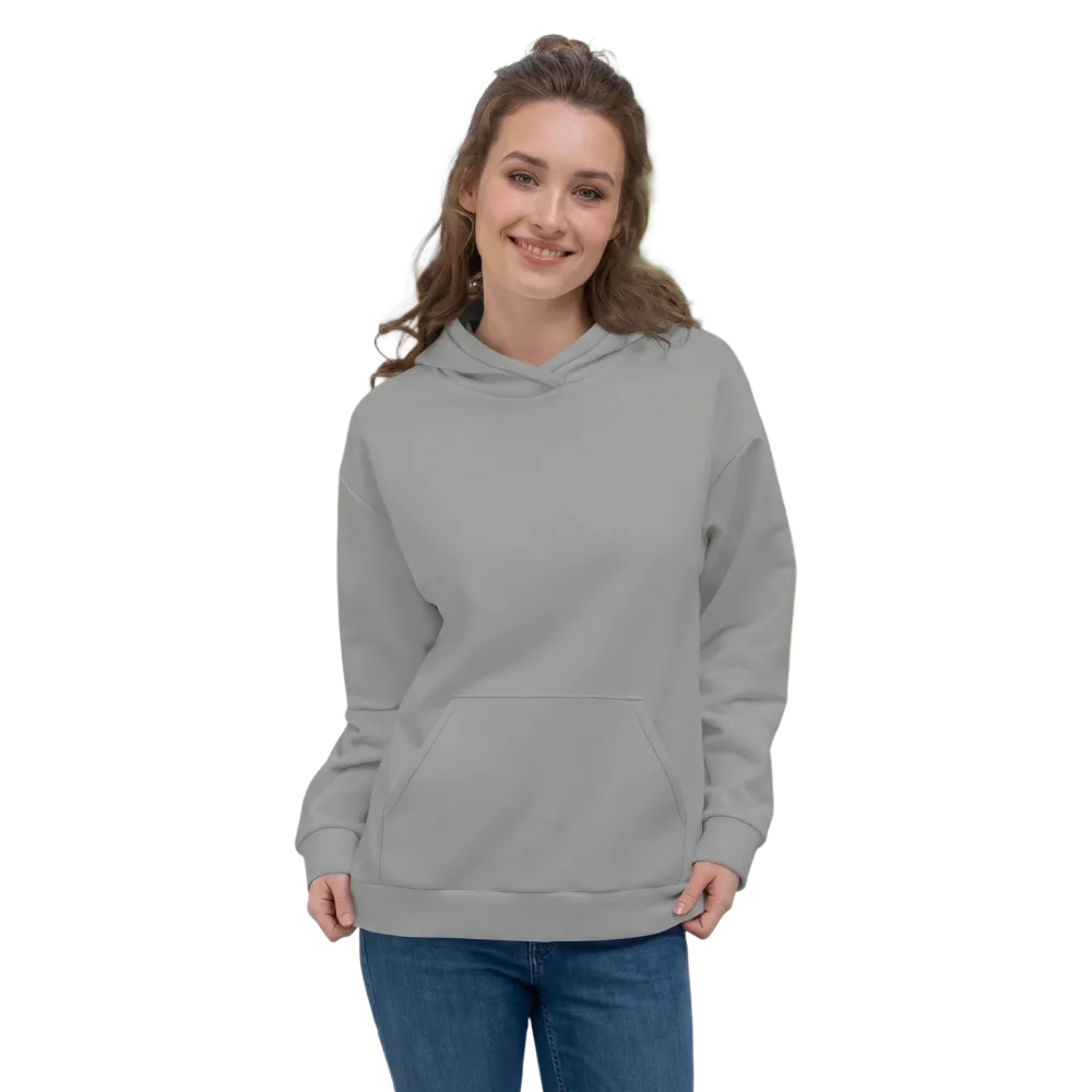 Hellgrauer Unisex Hoodie mit Allover-Print, kuscheliger Kapuzenpullover in XS bis 3XL, bequemes Design von BUYATHOME24