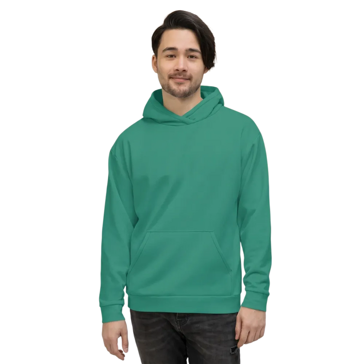 Hellgrüner Unisex Hoodie mit Allover-Print, langärmlig, bequemer Kapuzenpullover in XS bis 3XL von BUYATHOME24