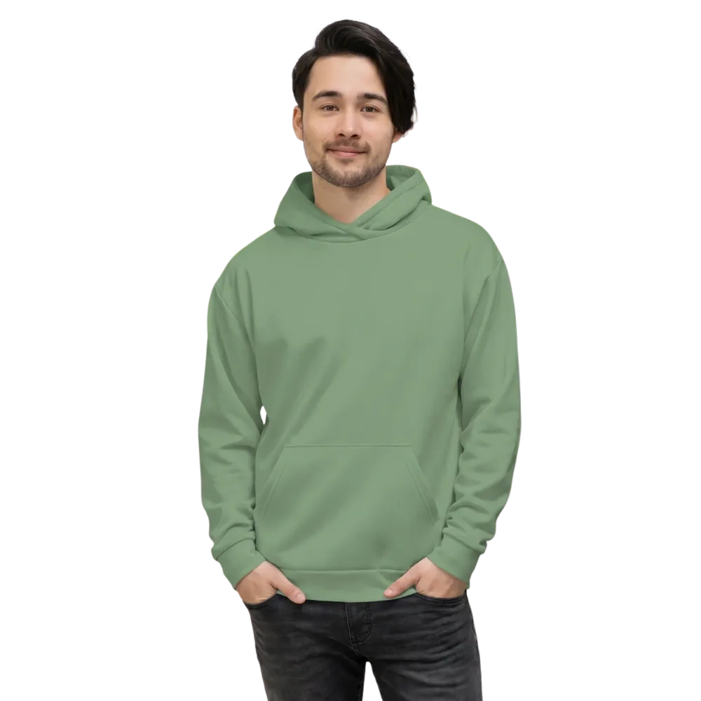 Hellgrüner Unisex Hoodie mit Allover-Print, bequemer Kapuzenpullover in XS bis 3XL, modisches Design.