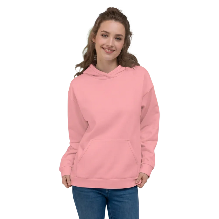 Hellrosa Unisex Hoodie mit Allover-Print, bequemes Kapuzenpullover in XS bis 3XL, modischer Hoodie von BUYATHOME24