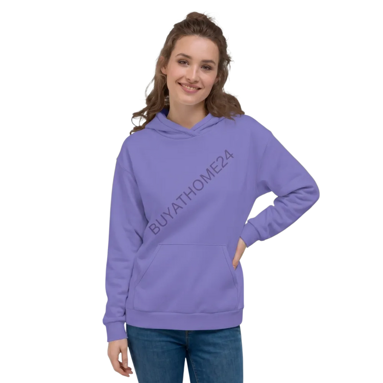 Hellvioletter Unisex Hoodie mit Allover-Print von BUYATHOME24, kurze Ärmel, lässiger Hoodie in XS bis 3XL, bequem und modisch.