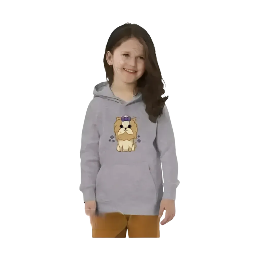Grauer Kinder-Hoodie mit Hund- und Tierdruck für Mädchen, Baumwolle, Kapuzenpullover für 4-12 Jahre, von BUYATHOME24
