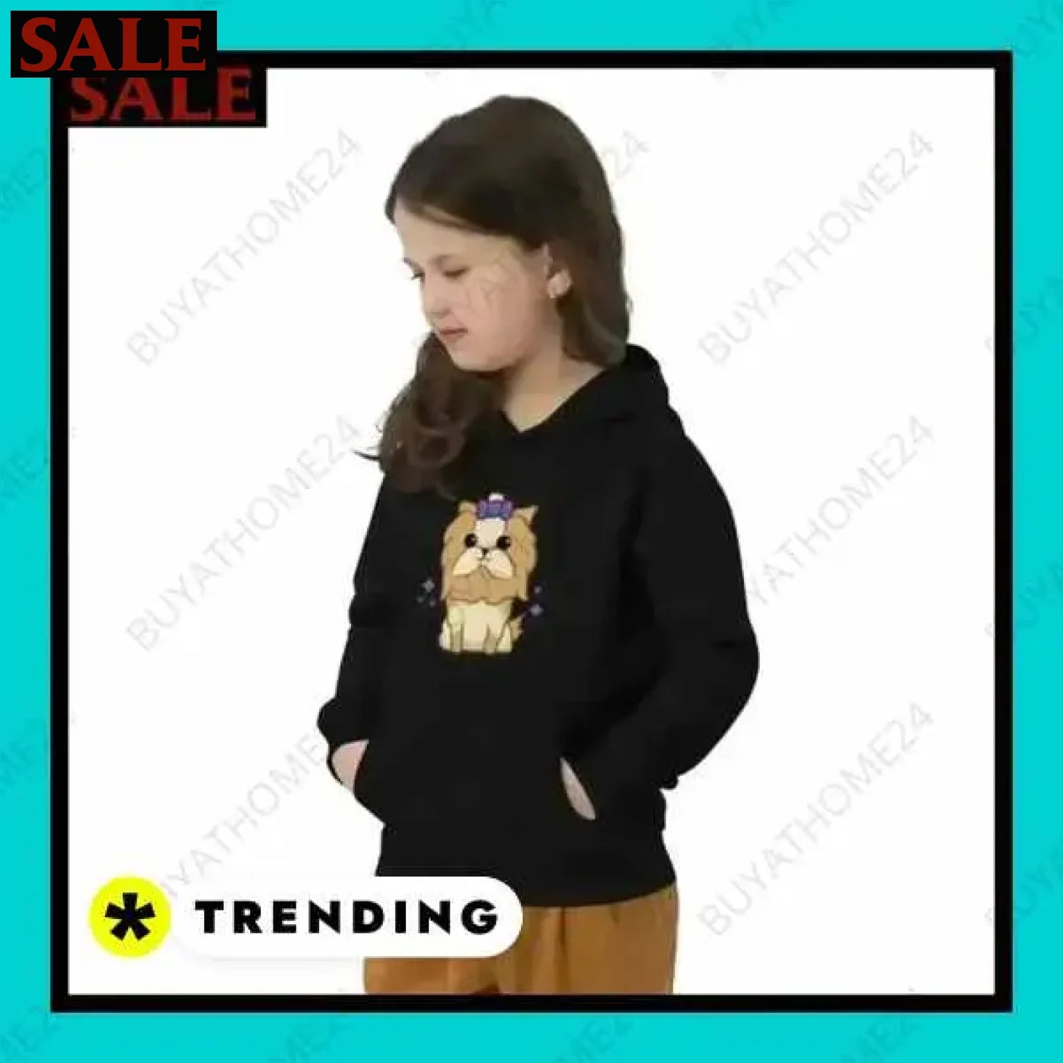 Mädchen Hoodie aus Baumwolle für Kinder von 4 bis 12 Jahren  Textildruck BUYATHOME24, T-Shirts BUYATHOME24, Hoodies BUYATHOME24,  Hosen BUYATHOME24, Jacken BUYATHOME24, Schuhe BUYATHOME24