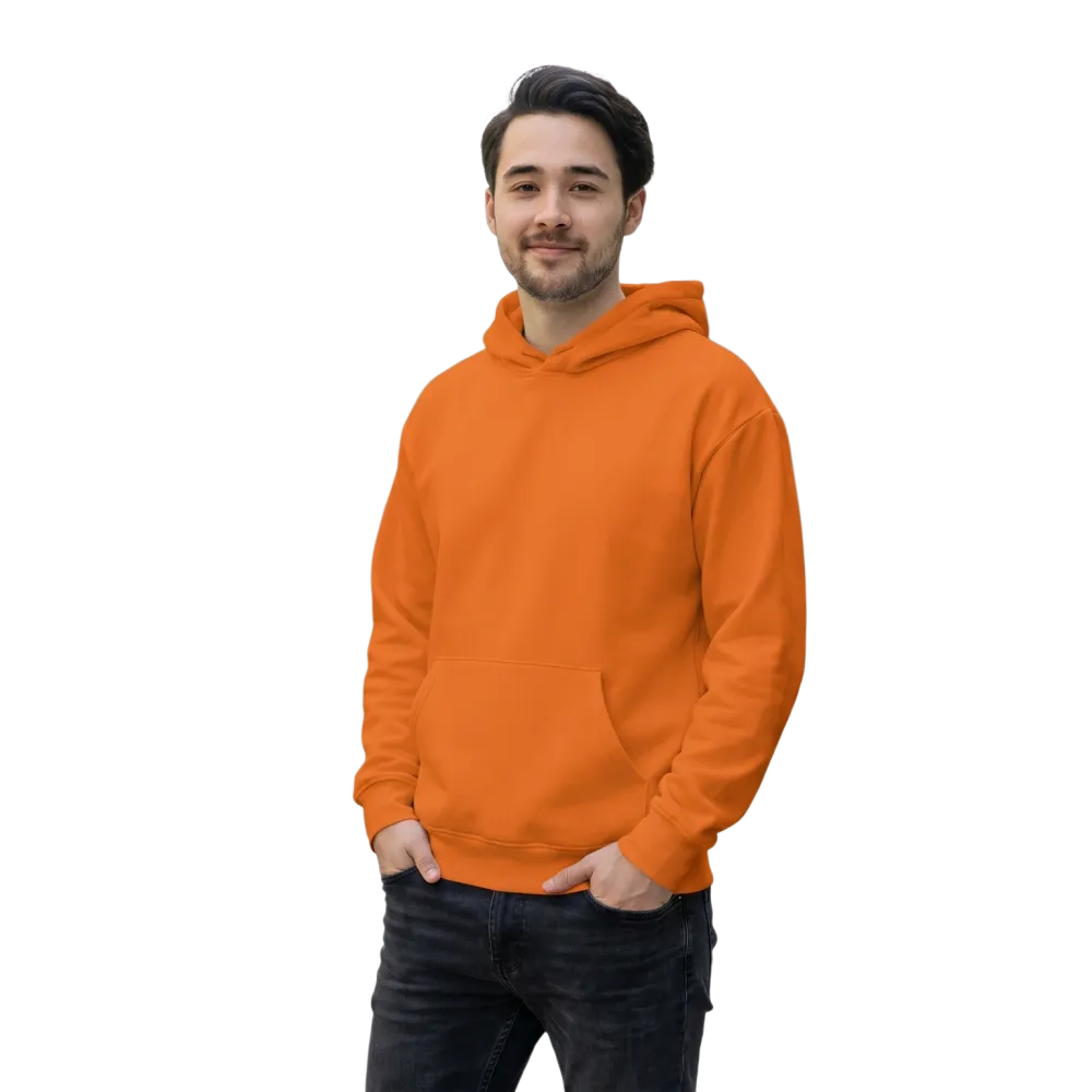 Oranger Unisex Hoodie mit Allover-Print in XS bis 3XL, bequemer Kapuzenpullover von BUYATHOME24, sichtbare Allover-Printmuster.