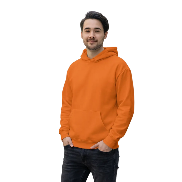 Oranger Unisex Hoodie mit Allover-Print in XS bis 3XL, bequemer Kapuzenpullover von BUYATHOME24, sichtbare Allover-Printmuster.