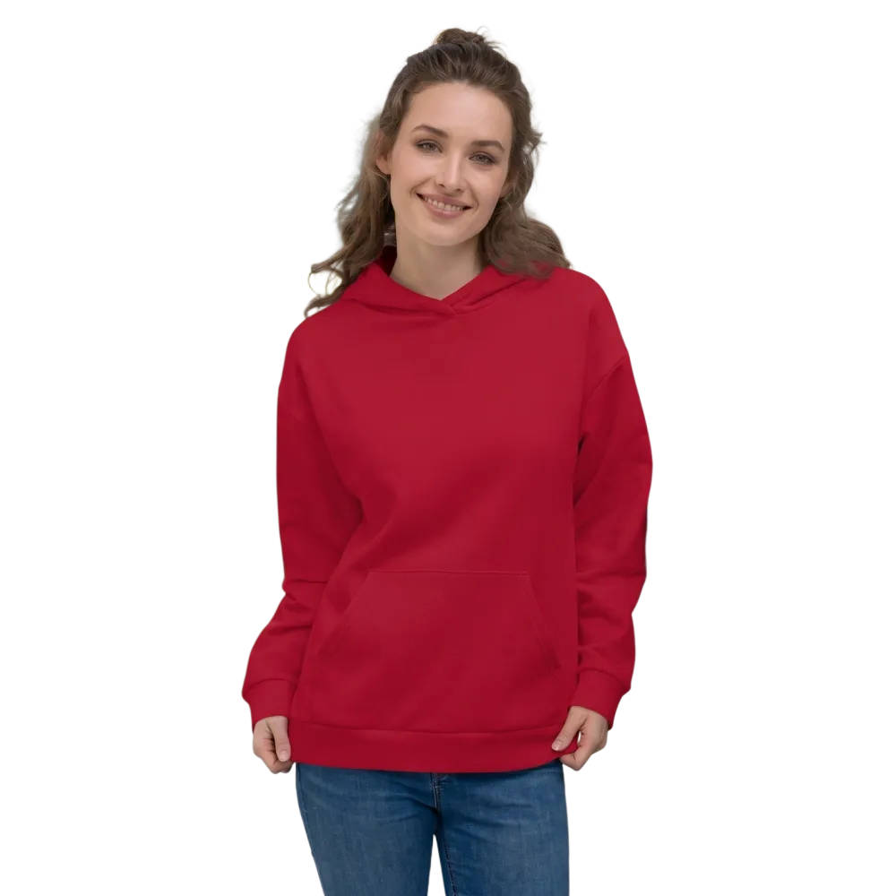 Unisex Kapuzenpullover mit Allover-Print in Rot, BUYATHOME24, bequem und stylisch, Größen XS bis 3XL, sichtbare Druckmuster