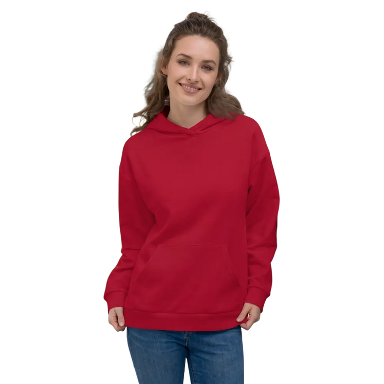 Unisex Kapuzenpullover mit Allover-Print in Rot, BUYATHOME24, bequem und stylisch, Größen XS bis 3XL, sichtbare Druckmuster