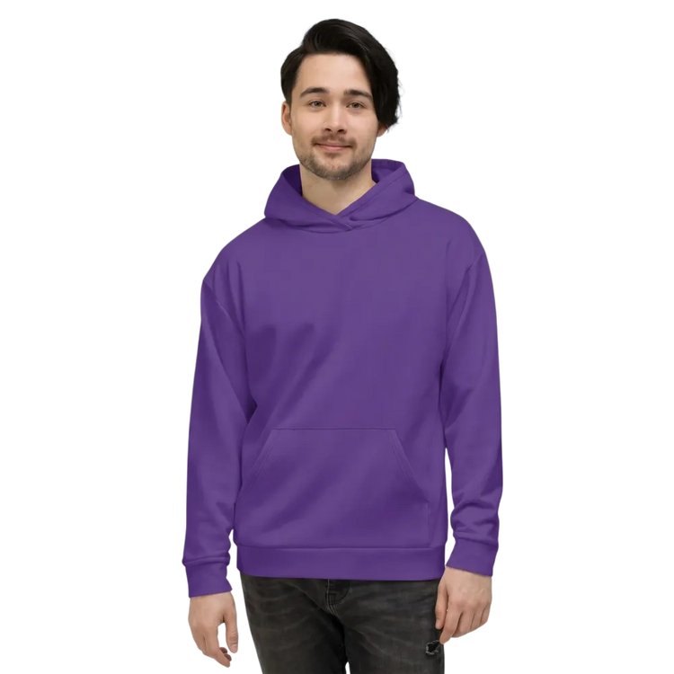 Violetter Unisex Hoodie mit Allover-Print, bequemer Kapuzenpullover in XS bis 3XL, modisches Design, von BUYATHOME24