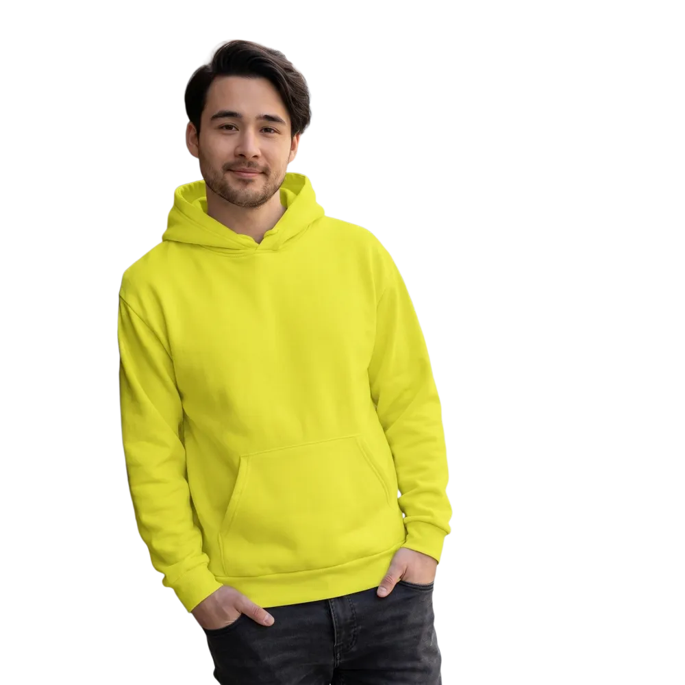 Zitronengelbe Unisex Hoodie mit Allover-Print, kuscheliger Kapuzenpullover in XS bis 3XL Größe, modisches Design