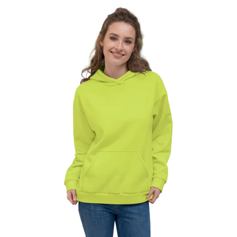 Zitronengelbe Unisex Hoodie mit Allover-Print, bequemes Kapuzenpullover in XS-3XL, modisches Design, BUYATHOME24.